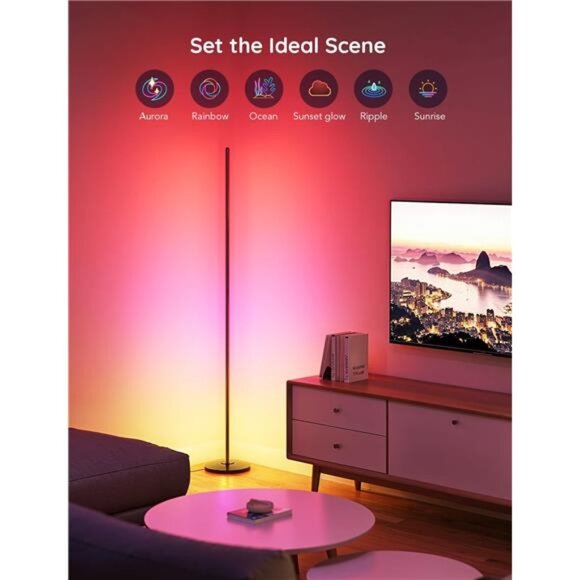 Govee RGBIC Floor Lamp, LED Corner Lamp Works with Alexa, 1000 Lumen Smart - Picture 3 of 6